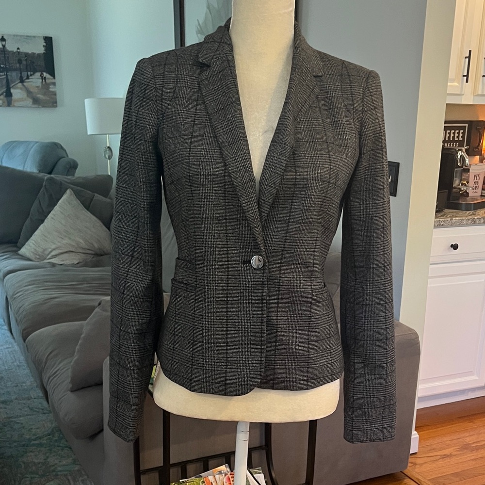 Calvin Klein Collection Charcoal Checkered Blazer